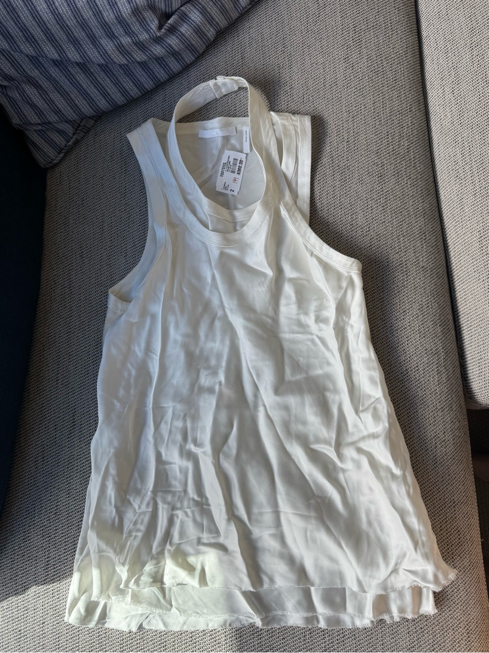 Helmut Lang Cream Racerback Silk-Blend Tank